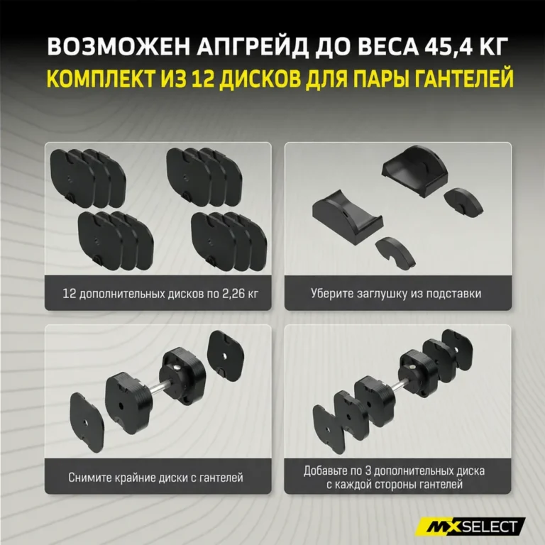 Установка дисков MXP12-60 в гантель