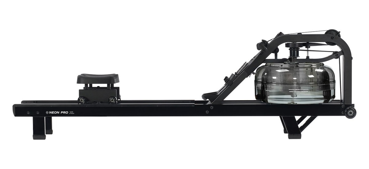 Гребной тренажёр FluidRower Neon PRO XL Black, вид сбоку