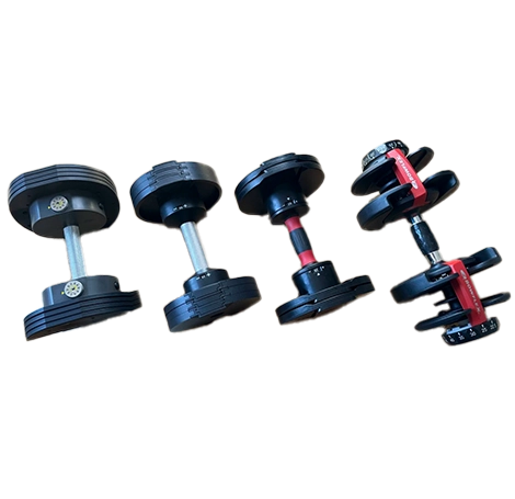 Сравнение длины регулируемых гантелей MX Select и Bowflex