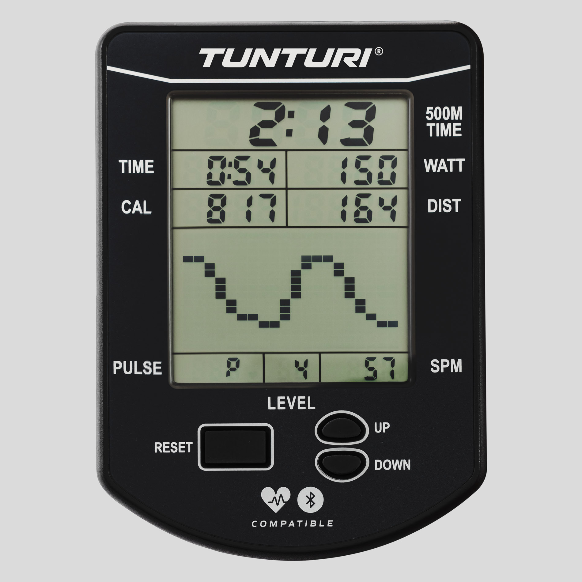 Tunturi Signature R90W: Монитор с графиком мощности